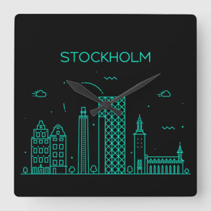 Horloge Carrée la ligne d'horizon de Stockholm