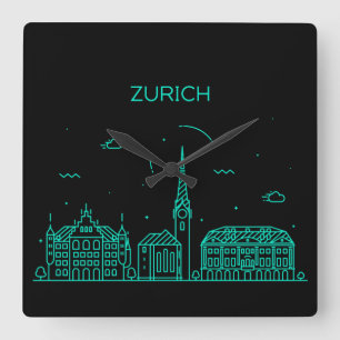 Horloge Carrée la ligne d'horizon de Zurich