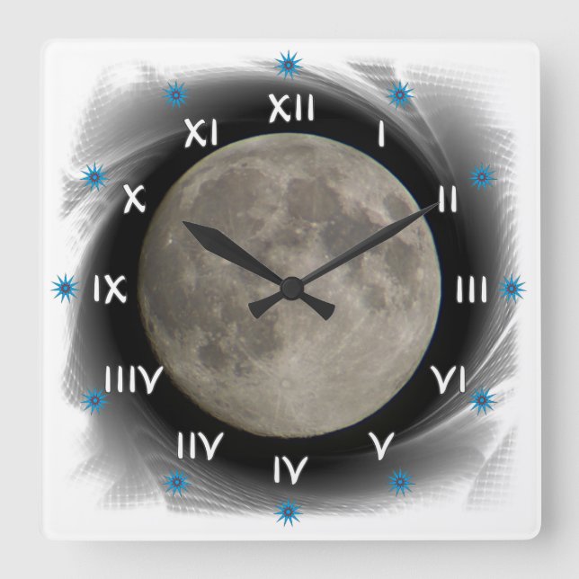 Horloge Carrée La lune, la lune, la luna, the moon (Recto)