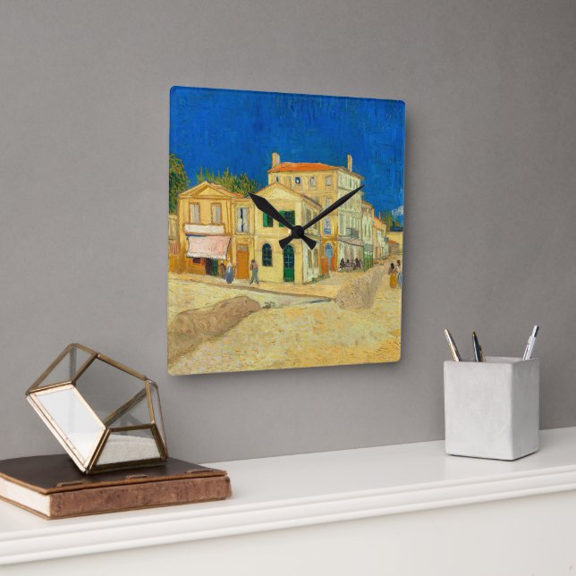 Horloge Carrée La Maison Jaune de Vincent Van Gogh (Bureau)