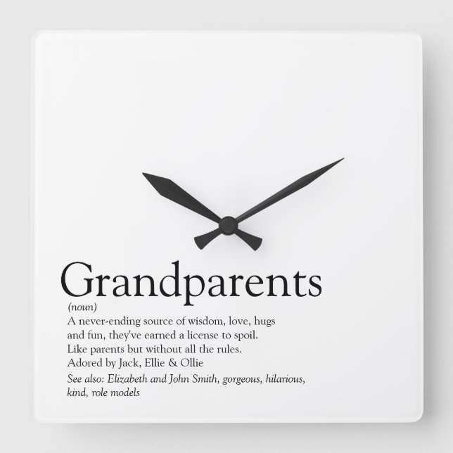 Horloge Carrée La meilleure définition de grands-parents au monde (Recto)
