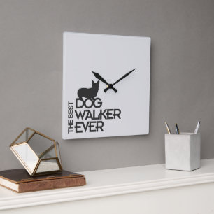 Horloge Carrée La Meilleure Promeneuse de Chiens Cadeau Silhoue