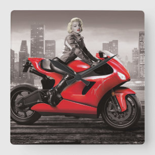 Horloge Carrée La moto de Marilyn