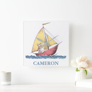 Horloge Carrée Là où les Choses Sauvages Sont   Max à la voile