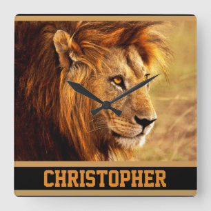 Horloge Carrée La photographie noble de lion