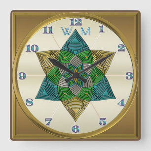 Horloge Carrée La plume de paon d'art déco a inspiré le