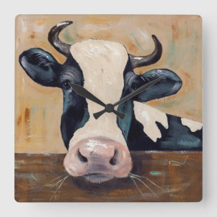Horloge Carrée La vie de ferme - Gunther la vache