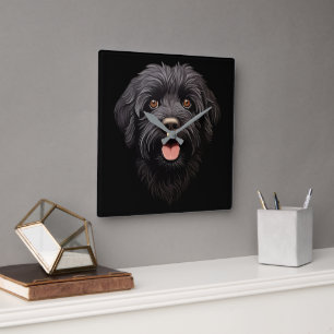 Horloge Carrée Labradoodle Chien noir