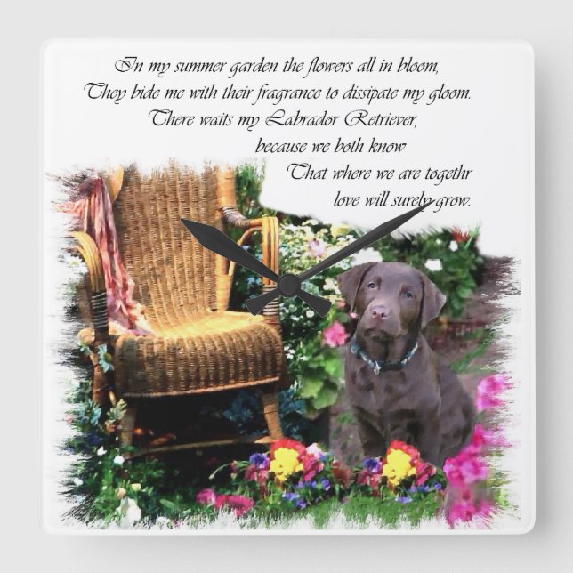 Horloge Carrée Labrador Retriever Art Don (Recto)