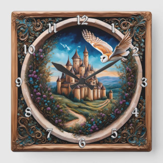 Horloge Carrée Labyrinth Gate Castle Imaginaire Art
