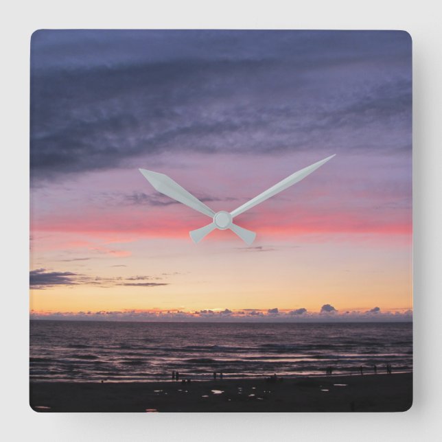 Horloge Carrée Lac Michigan Sunset Acrylic Wall Clock (Recto)