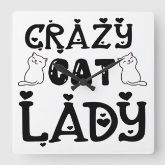 HORLOGE CARRÉE LADY EN CHAT NOIR ET BLANC, CRASY, DIT :