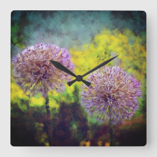 Horloge Carrée L'Allium dans l'horloge murale de l'après-midi