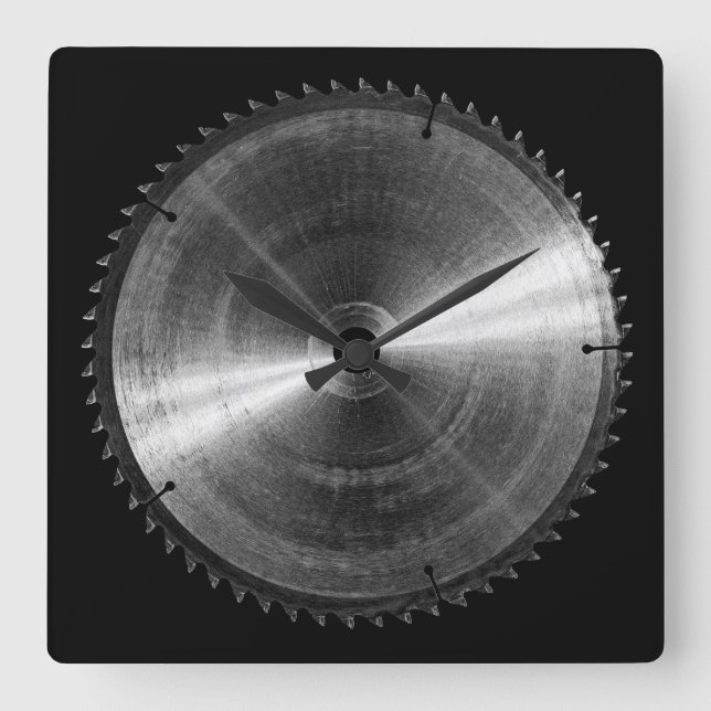 Horloge Carrée Lame de scie à mitre BW (Recto)