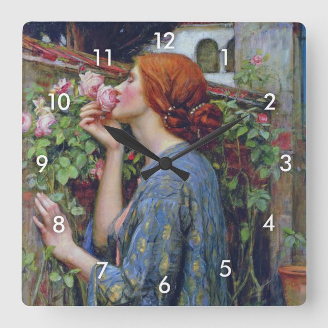 Horloge Carrée L'âme du Rose, John William Waterhouse (Recto)