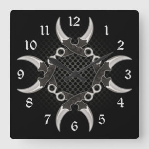 Horloge Carrée Lames courbes pointes