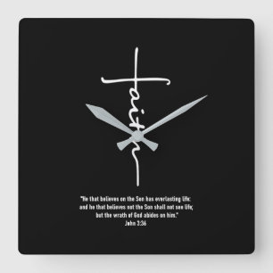 Horloge Carrée L'Amour de Jésus  Croix de la foi Jésus-chrétie