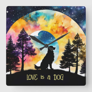 Horloge Carrée L'amour est un chien qui vous attend *Personnalise