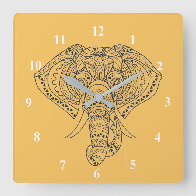 Horloge Carrée L'art des animaux en Afrique (Recto)