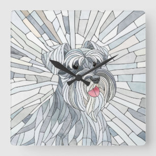 Horloge Carrée L'art mosaïque de Schnauzer miniature