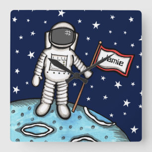Horloge Carrée L'astronaute cosmonaute personnalisée Cosmonaut Ca