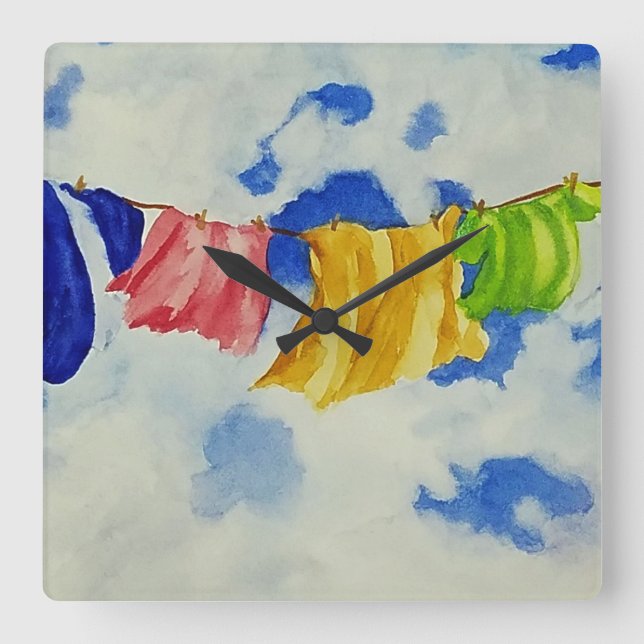 Horloge Carrée Lave-linge Art Bright Coloured (Recto)