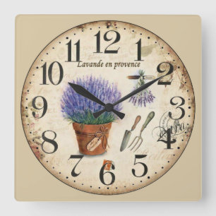 Horloge Carrée Lavende en Provence