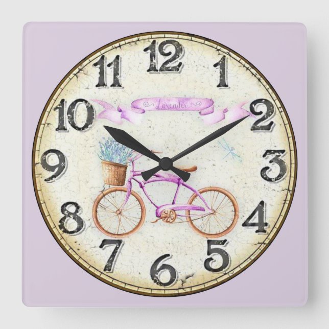 Horloge Carrée Lavender Bike (Recto)