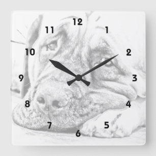 Horloge Carrée Lazy Mastiff