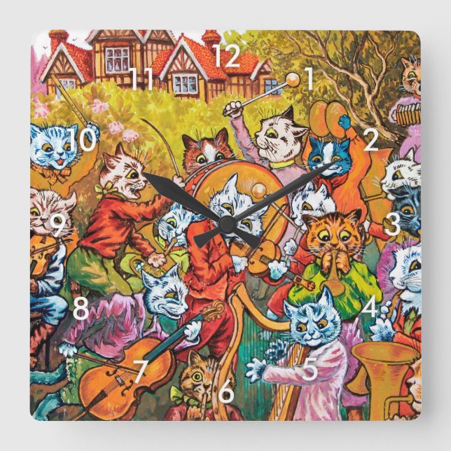 Horloge Carrée Le Band Joue, Louis Wain (Recto)