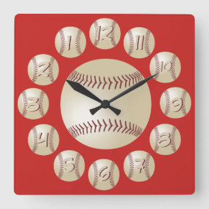 Horloge Carrée Le base-ball synchronisent vers l'arrière