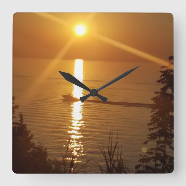 Horloge Carrée Le bateau de Doug (Recto)