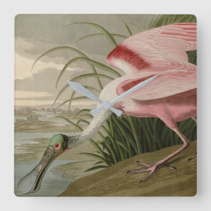 Horloge Carrée Le bec-de-rose des Oiseaux d'Amérique d'Audubon