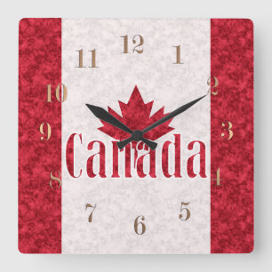 Horloge Carrée Le Canada, drapeau