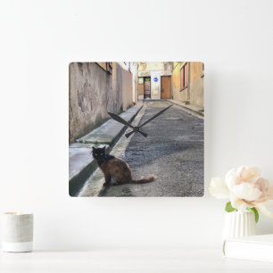 Horloge Carrée Le chat français