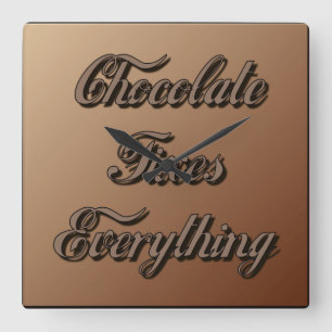 Horloge Carrée Le chocolat fixe tout