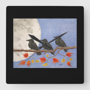 Horloge Carrée Le Clock de Harvest Crows