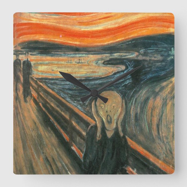 Horloge Carrée Le cri perçant par Edvard Munch (Recto)