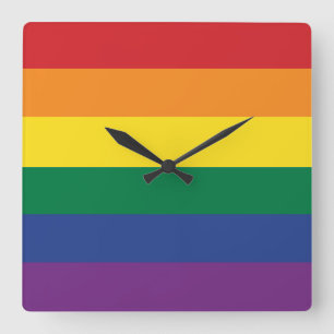 Horloge Carrée Le drapeau arc-en-ciel