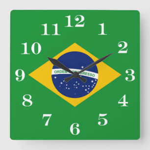 Horloge Carrée Le drapeau du Brésil Bandeira font le Brésil