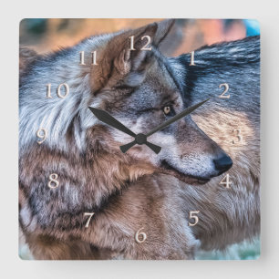 HORLOGE CARRÉE LE LOUP DE CRIS VENT
