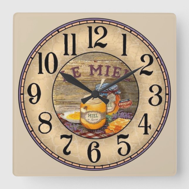 Horloge Carrée Le Miel (miel) (Recto)