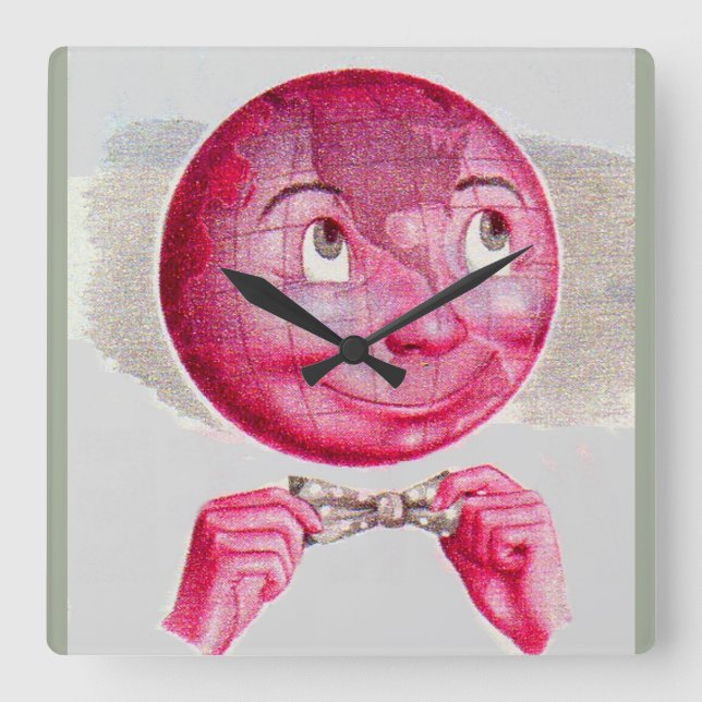 Horloge Carrée Le monde sur son esprit (Recto)