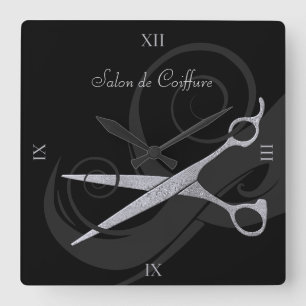 Horloge Carrée Le noir élégant courbe le salon de coiffure