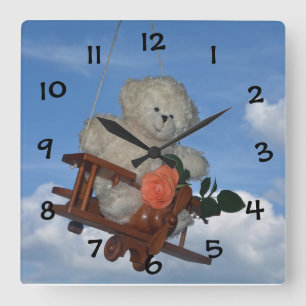 Horloge Carrée Le nounours volant