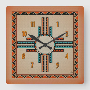 Horloge Carrée Le Nouveau Mexique Zia (le soleil)