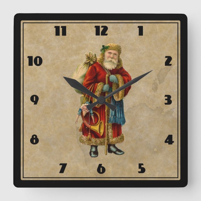 Horloge Carrée Le Père Noël du Vieux-Monde (Recto)