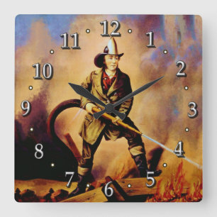Horloge Carrée Le pompier victorien américain style 1