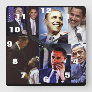 HORLOGE CARRÉE LE PRÉSIDENT AMÉRICAIN BARACK OBAMA