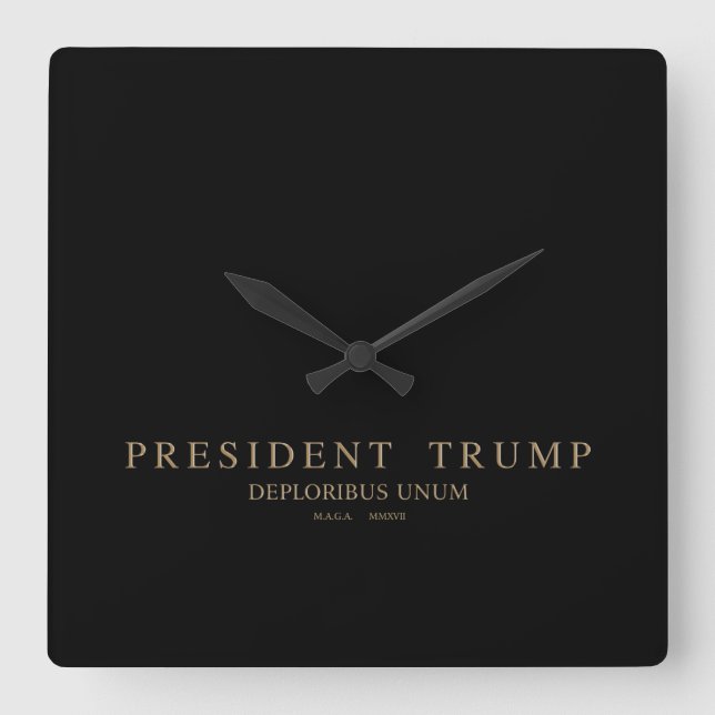 Horloge Carrée Le Président Trump. Deploribus Unum. (Recto)